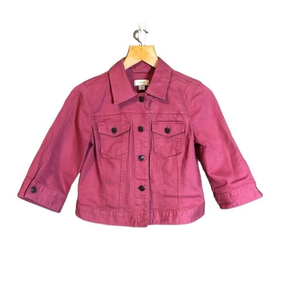 3 for $30! loft pink jean jacket - Picture 1 of 6